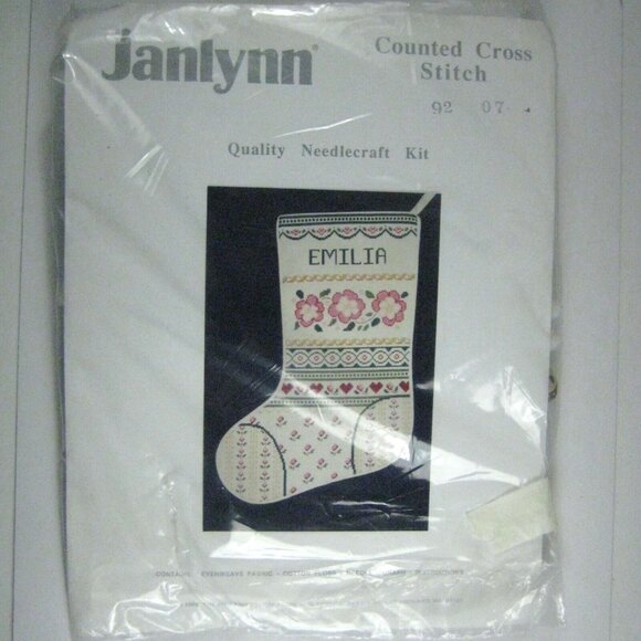 Janlynn Stocking 9207 Kit Counted Cross Stitch 1989 Open Package NO NEEDLE - Picture 1 of 2